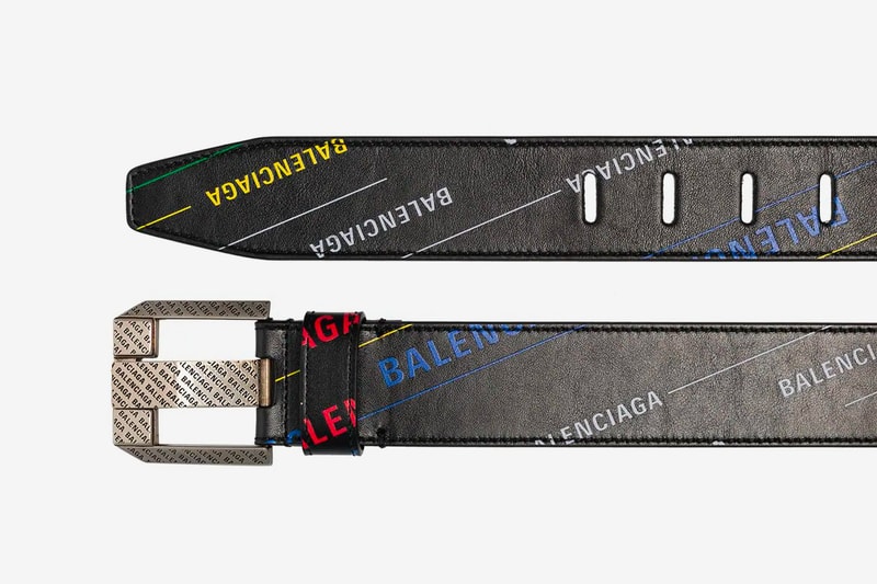Balenciaga Logo Print Leather Belt Release Black