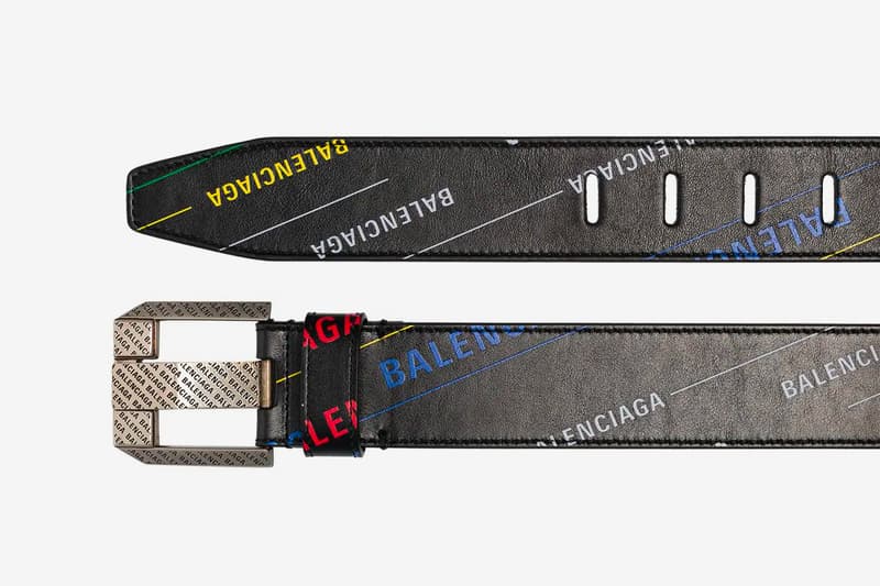 Balenciaga Logo Print Leather Belt Release Black