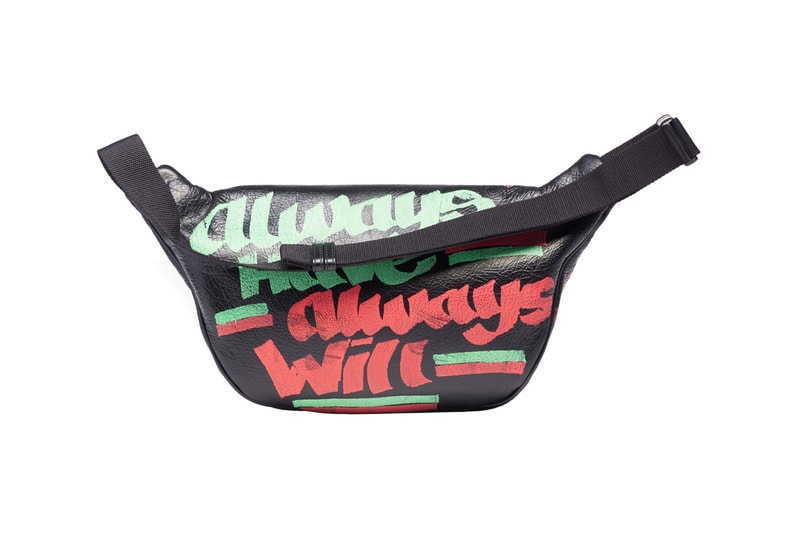 balenciaga spring summer 2019 car tag printed explorer beltpack graffiti design black multicolor leather release 