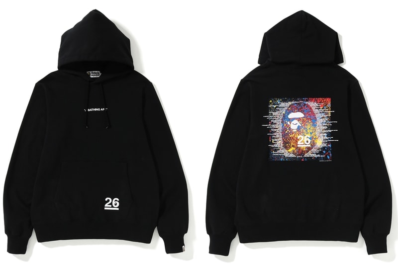 bape a bathing ape 26 26th anniversary birthday collection line tee t shirt graphic hoodie pullover where to buy spring 21019 black red white blue yellow colors colorway color