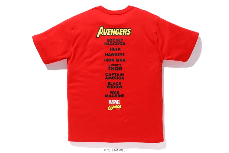 BAPE x Marvel Comics Collaboration Spring summer 2019 collection iron man captain america the hulk black widow accessories baby milo