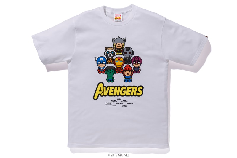 BAPE x Marvel Comics Collaboration Spring summer 2019 collection iron man captain america the hulk black widow accessories baby milo 
