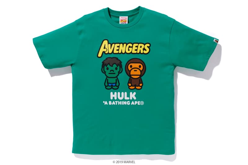 BAPE x Marvel Comics Collaboration Spring summer 2019 collection iron man captain america the hulk black widow accessories baby milo