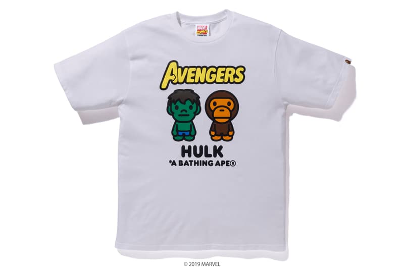 BAPE x Marvel Comics Collaboration Spring summer 2019 collection iron man captain america the hulk black widow accessories baby milo 