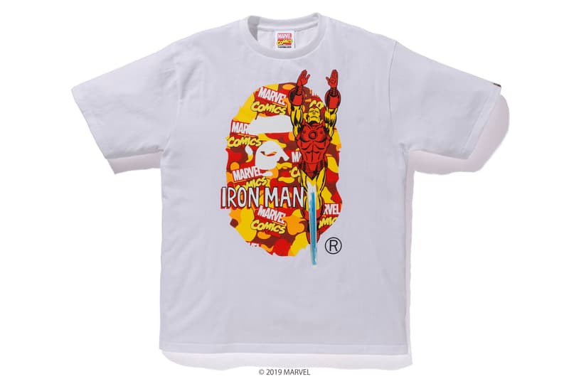 BAPE x Marvel Comics Collaboration Spring summer 2019 collection iron man captain america the hulk black widow accessories baby milo 