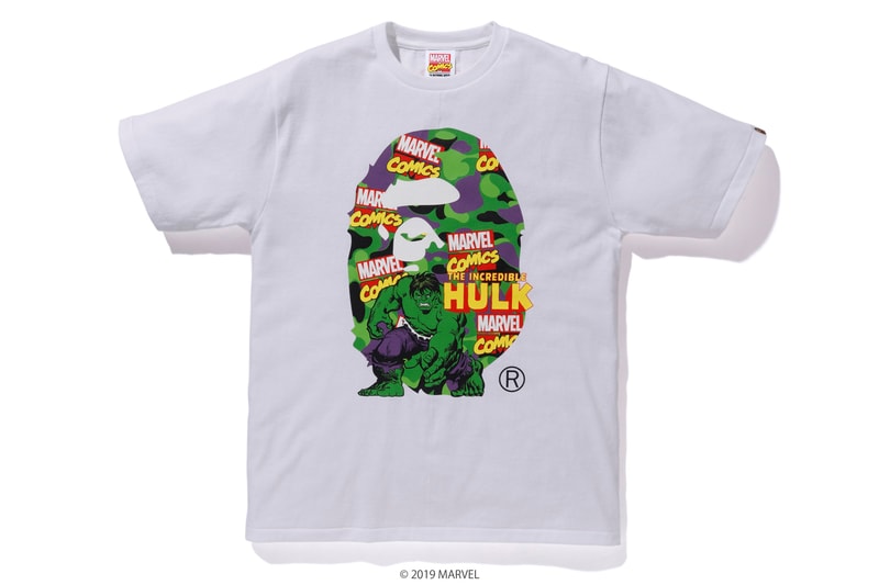 BAPE x Marvel Comics Collaboration Spring summer 2019 collection iron man captain america the hulk black widow accessories baby milo 