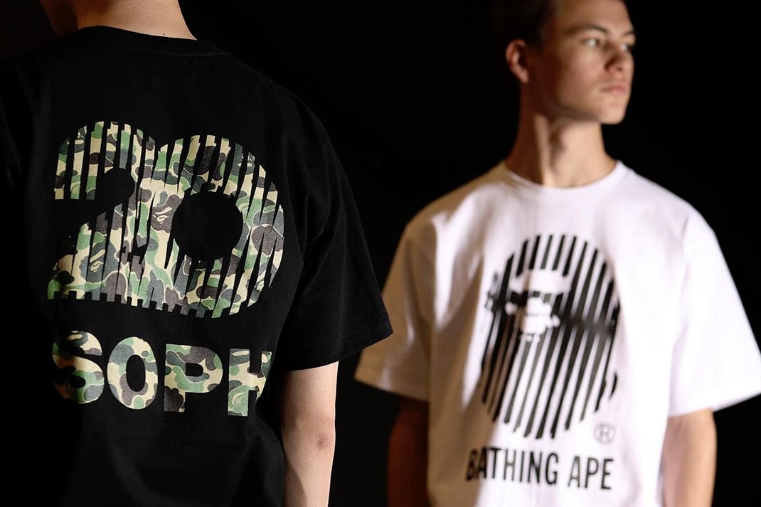 SOPH.20 × BAPE Capsule Teaser sophnet. a bathing ape collaborations t-shirts camo ape heads