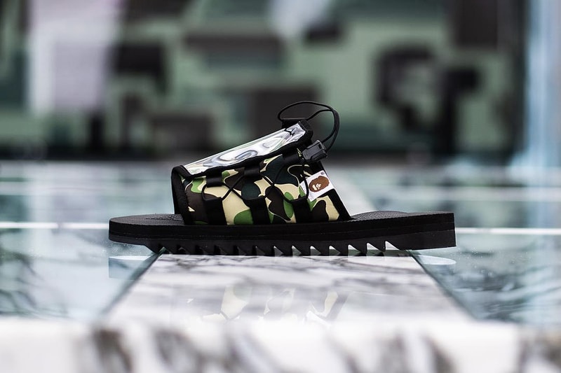 SUICOKE x BAPE Spring/Summer 2019 Collection sandals slides “DAO” “MOTO-2” 1st camo green abc camo green blue
