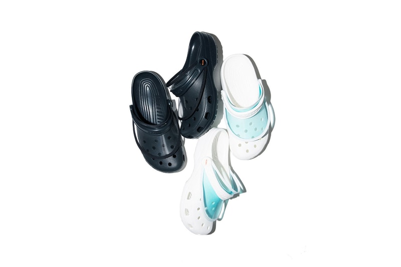 BEAMS x Crocs SS19 Footwear Collaboration Models clog slip on fringe sun visor waist fanny bag pack colorways boy platform jelly sandal