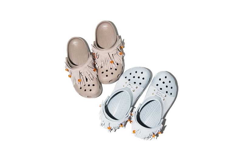 BEAMS x Crocs SS19 Footwear Collaboration Models clog slip on fringe sun visor waist fanny bag pack colorways boy platform jelly sandal