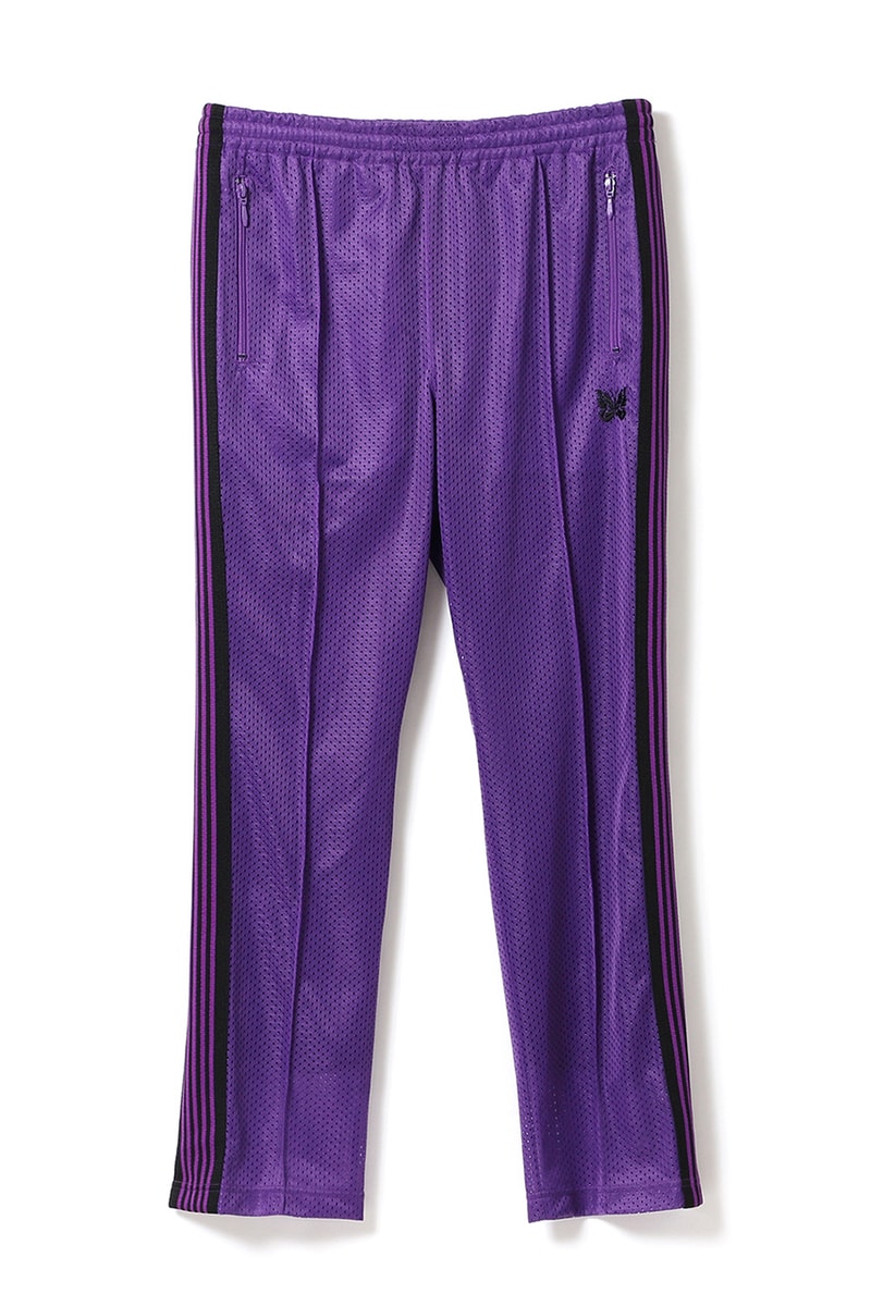 beams needles track suit jacket pants black purple stripe butterfly mesh exclusive harajuku release date info drop buy
