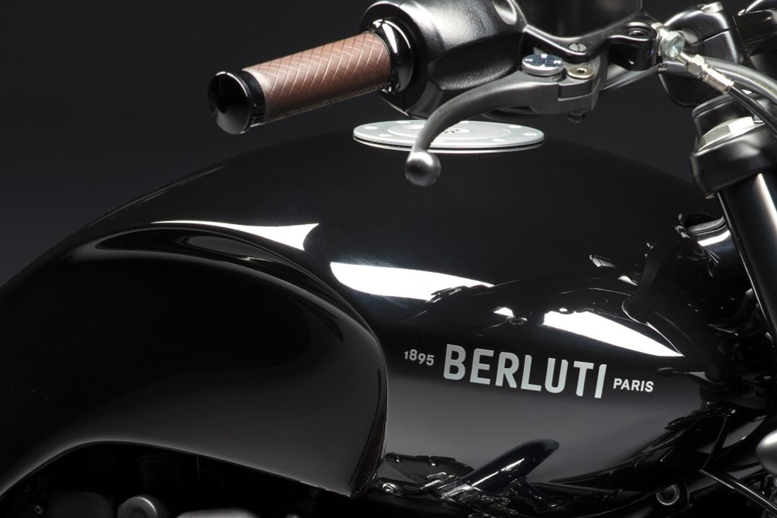 Berluti Custom Triumph Motorcycle at Sotheby's auction bonneville t120 racing leather bespoke