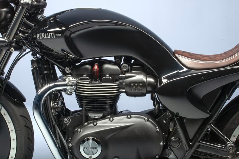 Berluti Custom Triumph Motorcycle at Sotheby's auction bonneville t120 racing leather bespoke