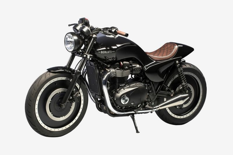 Berluti Custom Triumph Motorcycle at Sotheby's auction bonneville t120 racing leather bespoke