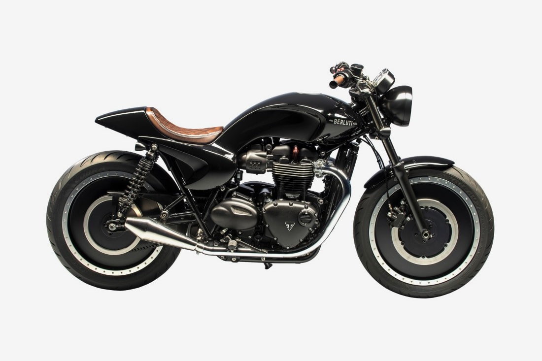 Berluti Custom Triumph Motorcycle at Sotheby's auction bonneville t120 racing leather bespoke