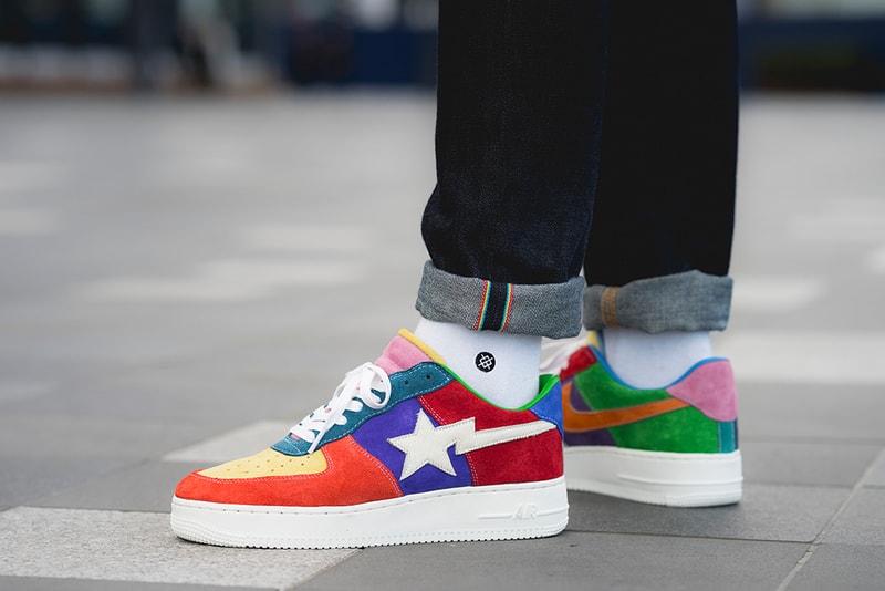 bespokeind nike air force 1 one what the swoosh bape multicolor sneaker release 