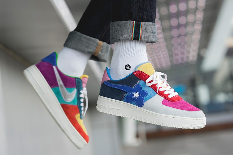 bespokeind nike air force 1 one what the swoosh bape multicolor sneaker release 