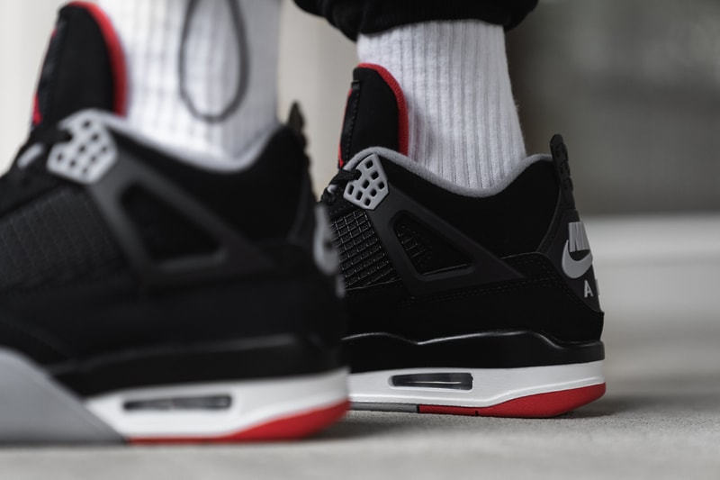 Air Jordan 4 Retro OG "Bred" Colorway On-Foot closer look style street snap shot