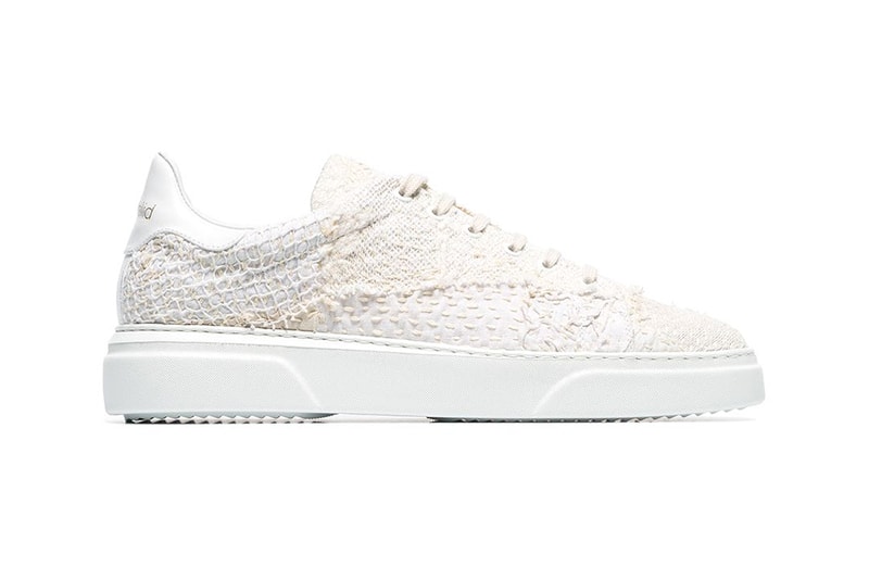 by walid 19th century white fabric paneled trainers sneakers lowtop release browns 