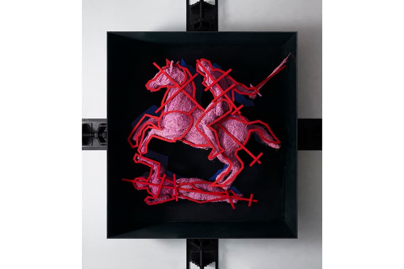 Craig Green Spring Summer 2019 SS19 Advertising Campaign Art Design Textile Triptych Construction Piece Mythological Hand Crafted Wood Straw Paint Masculinity