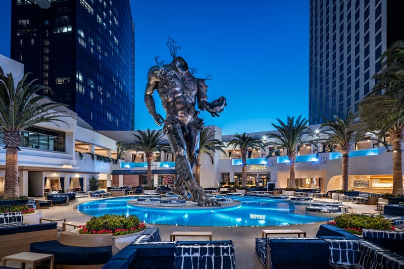damien hirst demon with bowl bronze statue sculpture artwork kaos dayclub night club