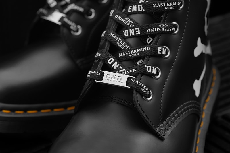 END. x MASTERMIND World x Dr. Martens 101 boots release info leather skull graphic internal side zipper drop raffle date price buy colorway