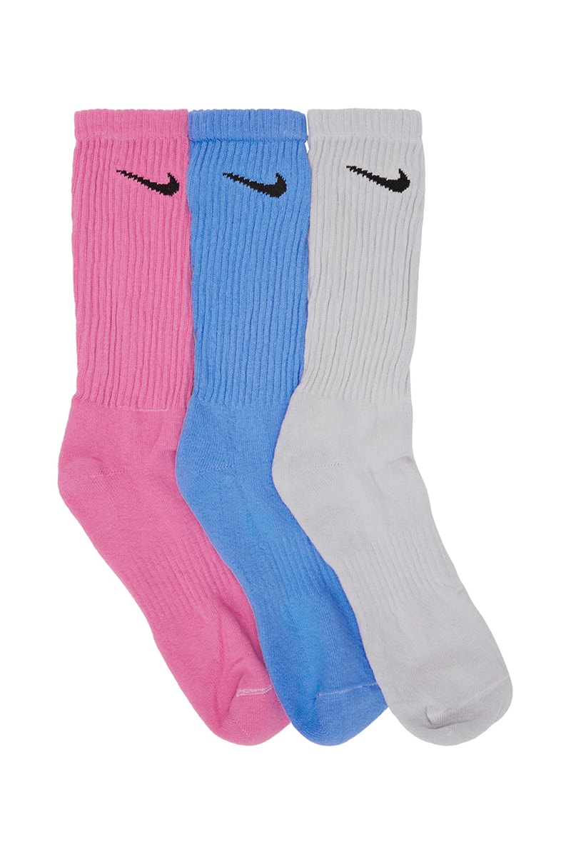 ERL for SSENSE SS19 Pink Corduroy Nike Socks sport colorway blue wash Eli Russell Linnetz Jordan Wolfson collaboration exclusive spring summer 2019 logo embroidery