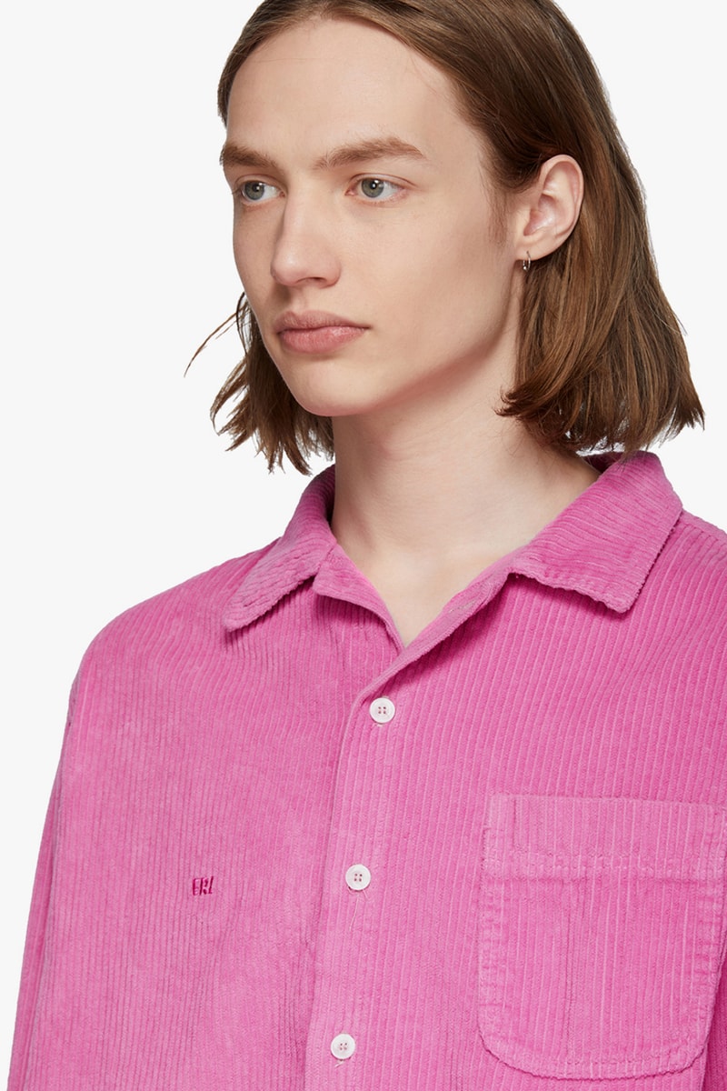 ERL for SSENSE SS19 Pink Corduroy Nike Socks sport colorway blue wash Eli Russell Linnetz Jordan Wolfson collaboration exclusive spring summer 2019 logo embroidery