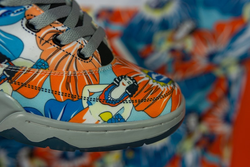 Ewing Athletics 33 HI Mache 275 "Ace Ventura" 25th Anniversary Celebration Collaboration Sneaker Release Information Drop Date Early May Custom Floral Design Jacket Shorts Apparel Capsule 