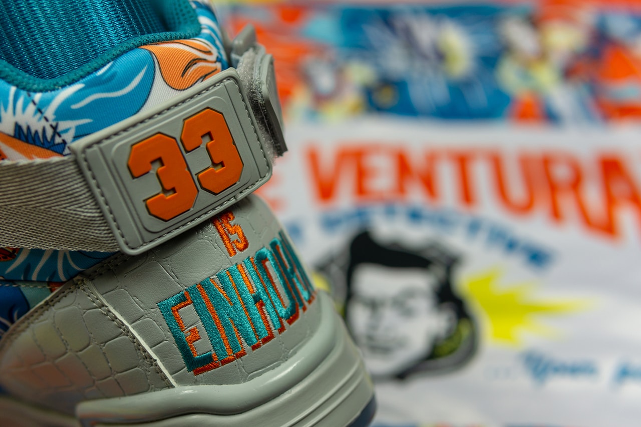 Ewing Athletics 33 HI Mache 275 "Ace Ventura" 25th Anniversary Celebration Collaboration Sneaker Release Information Drop Date Early May Custom Floral Design Jacket Shorts Apparel Capsule 