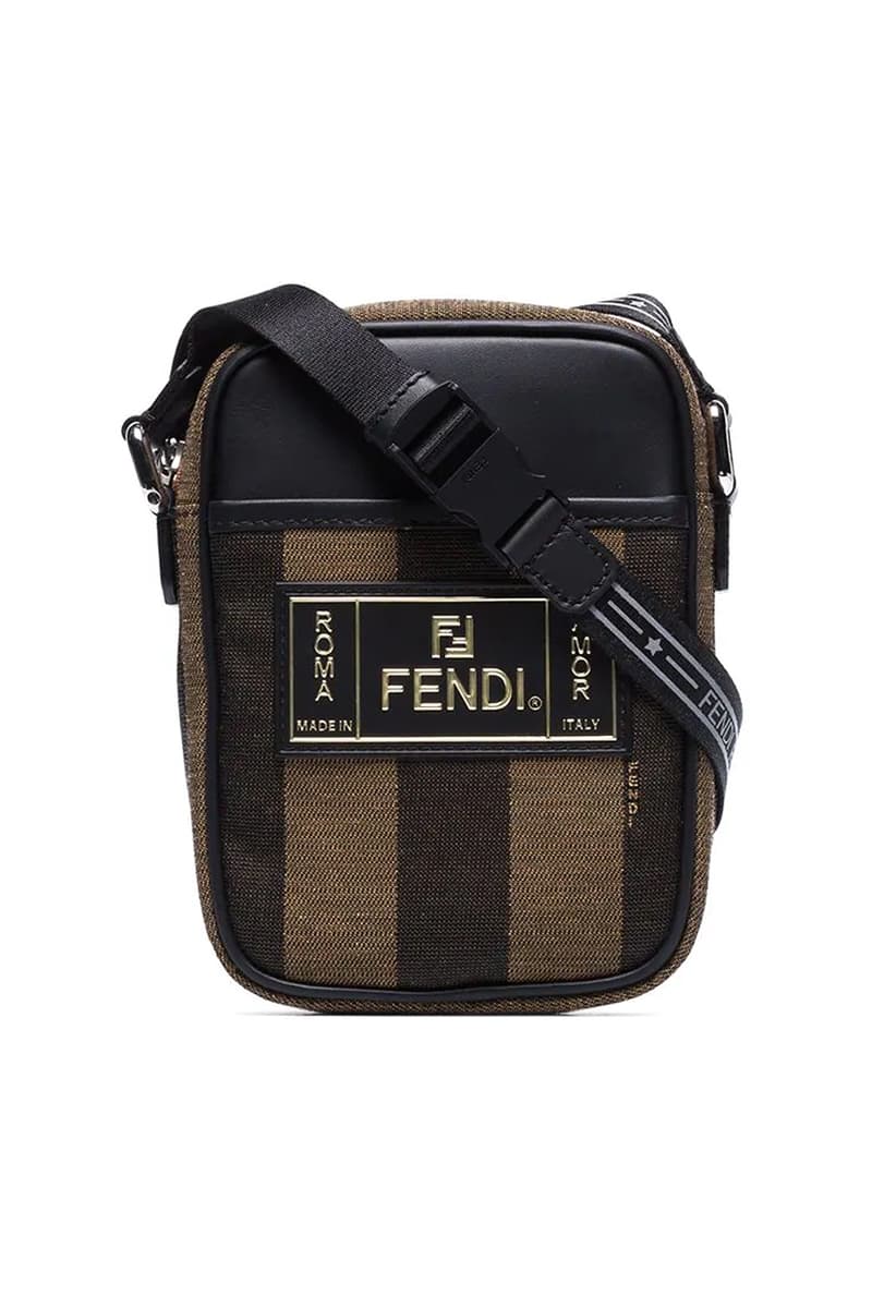 fendi brown piqued striped messenger bag 