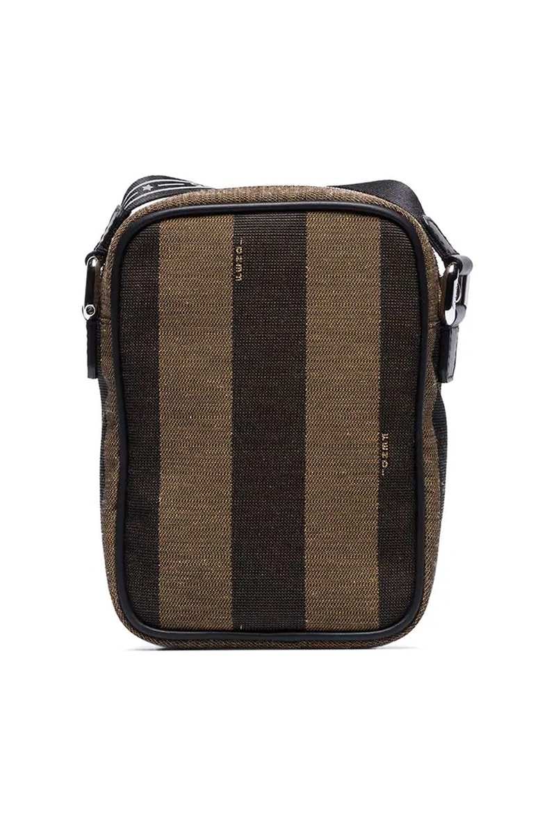fendi brown piqued striped messenger bag 