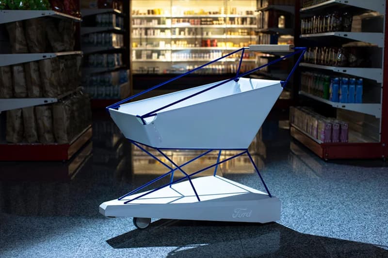 Ford Techs Out Supermarket Trolleys With a Self Braking System automated sensors brake shopping cart smart technology cars automotive automation