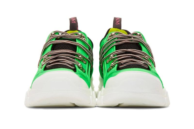 Gucci Neon Green Flashtrek Sneakers footwear kicks shoes Italian Footwear boots hiking shoes GG Gucci Fashion 