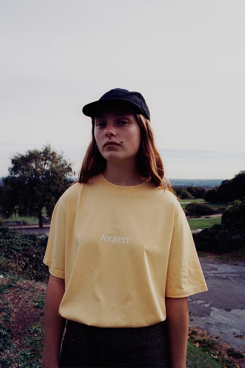 Heresy Spring Summer 2019 SS19 Collection Lookbook British Folklore Fashion Menswear Art Exhibitions Music Publication Alec McLeish T Shirts Long Sleeve Hoodie Sweatpants Workwear Shirt Trousers Clean Skating Stone Henge Cerne Abbas