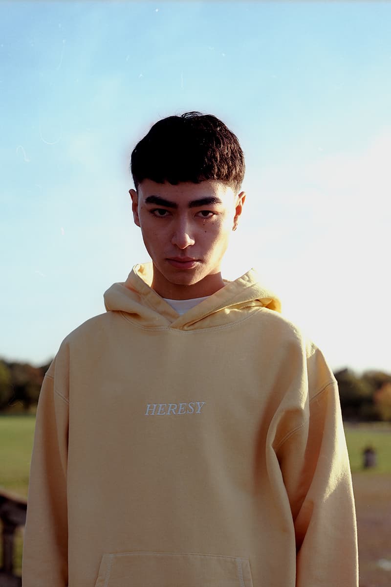 Heresy Spring Summer 2019 SS19 Collection Lookbook British Folklore Fashion Menswear Art Exhibitions Music Publication Alec McLeish T Shirts Long Sleeve Hoodie Sweatpants Workwear Shirt Trousers Clean Skating Stone Henge Cerne Abbas