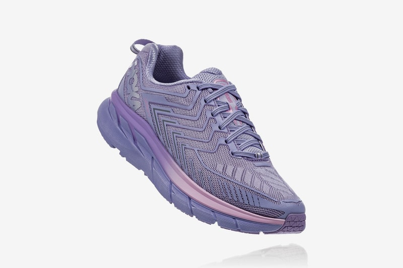 HOKA ONE ONE OV Clifton Outdoor Voices Collaboration Sneaker Release Drop Date Cop Now Buy White 5mm Toe Drop Meta-Rocker Cushioned Midsole Tonal Mesh Upper Construction Rainbow Laces