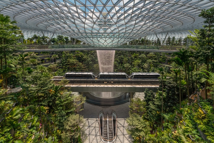 Singapore's Jewel Changi Airport Houses the World's Tallest Indoor Waterfall
