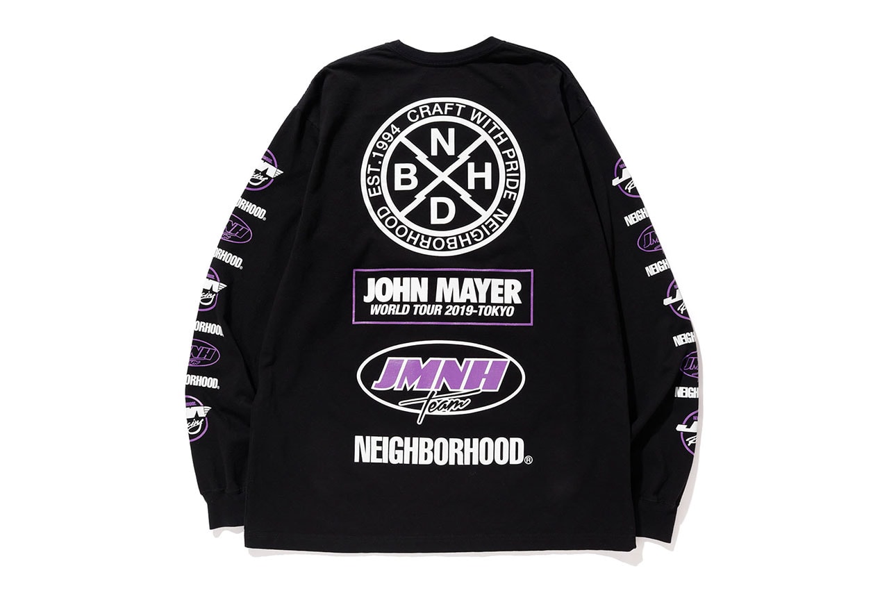 John Mayer x NEIGHBORHOOD 2019 Tour Merchandise Collaboration collection release party dj shinsuke takizawa hoodie tee shirt racing team japan april collection capsule