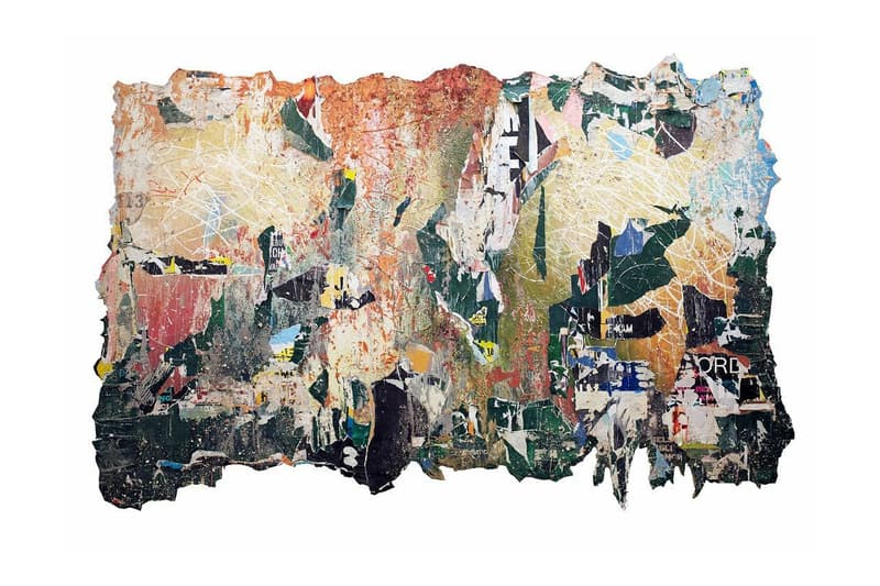 Jose Parla “Anonymous Vernacular” Bryce Wolkowitz Gallery New York Exhibition Solo Series Paintings Reworked Found Objects Fragmented Advertising Posters Calligraphy Urban