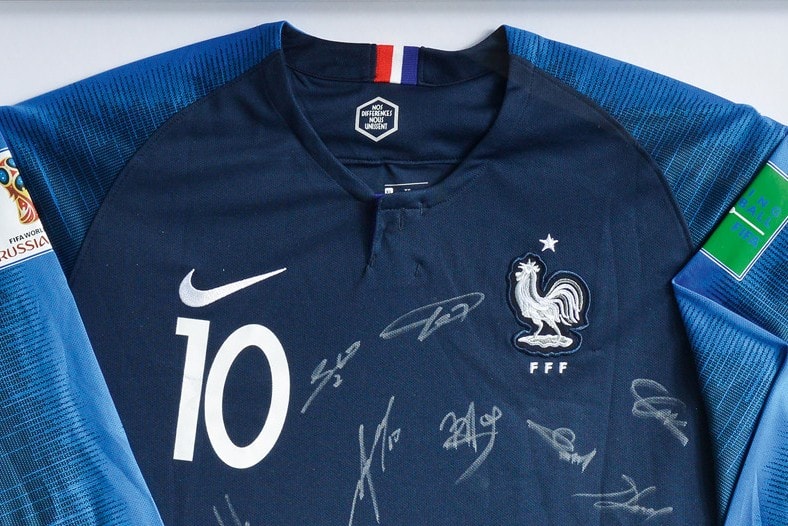 Kylian Mbappé 2018 World Cup Jersey up for Auction 2018 fifa world cup france Les Bleus paul pogba
