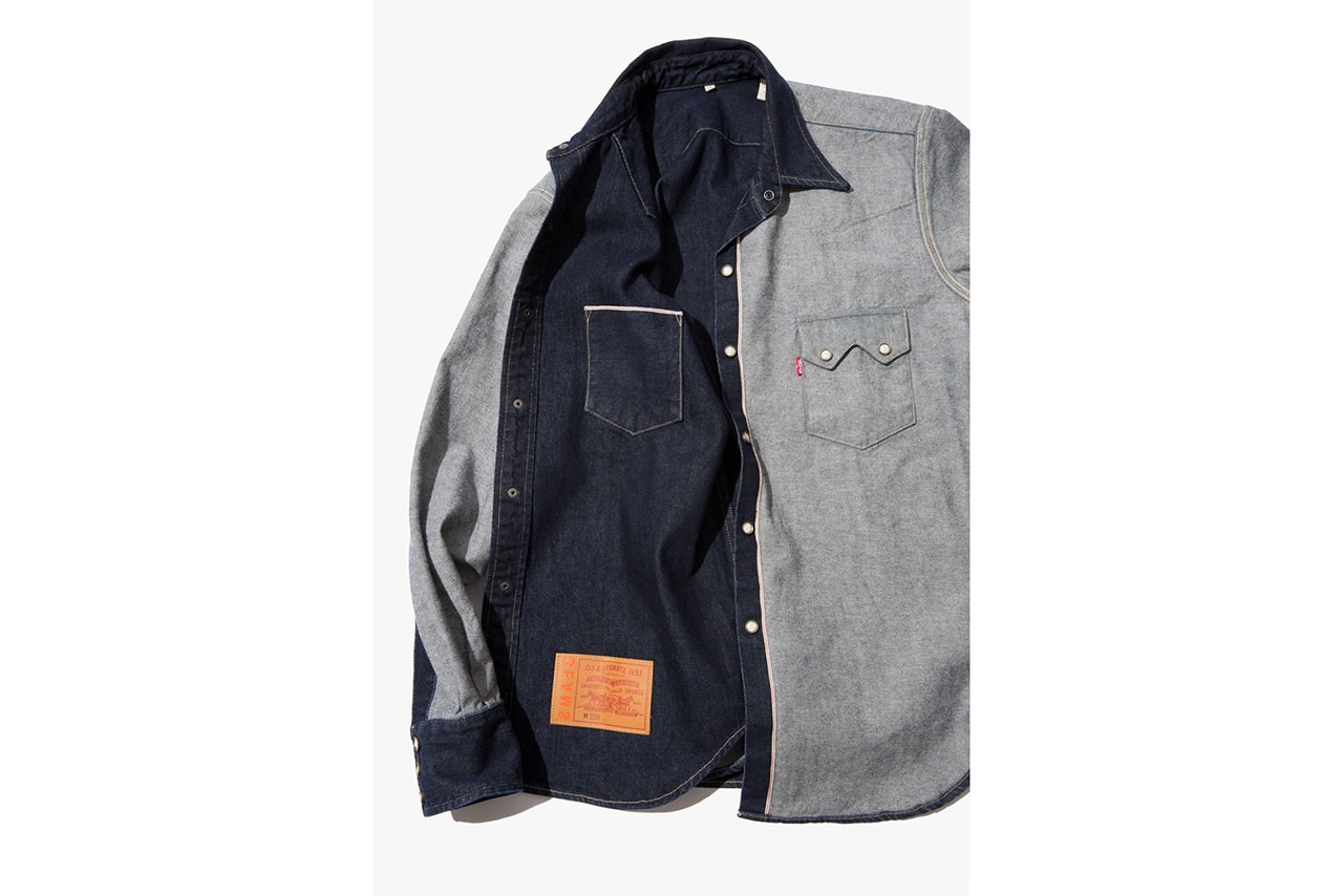 Levis x BEAMS Japan Inside Out Denim Collection Spring Summer 2019 SS19 Lookbook Kimono T-Shirt Western Shirt Trucker Jacket Selvedge 501 Graphic exclusive japan collaboration