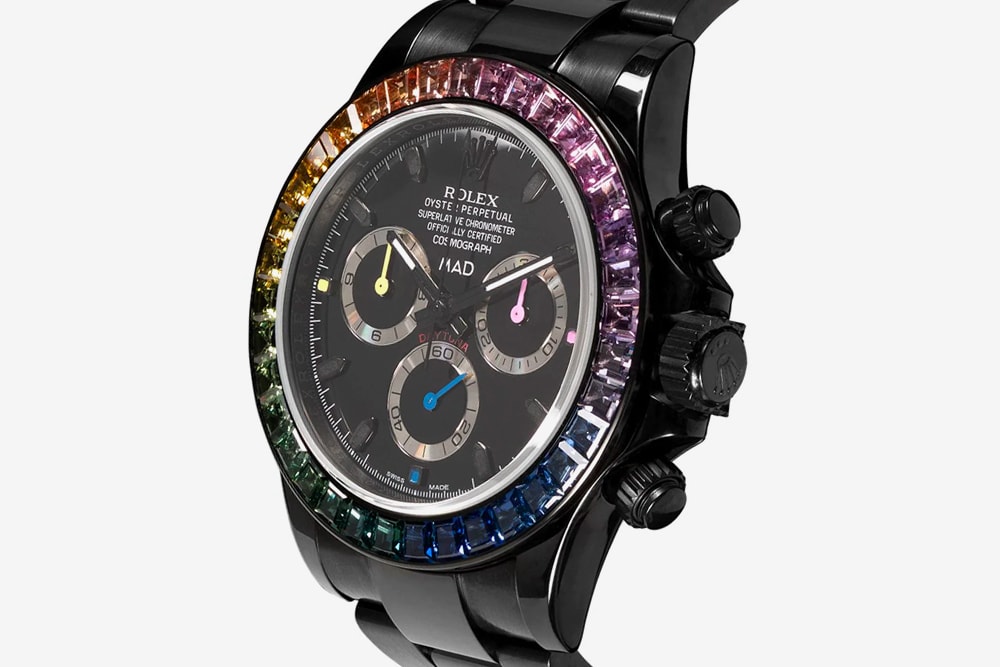 MAD Paris Rolex Sapphire Rainbow Daytona Watch timepiece browns ruby stainless steal drip iced out jewelry accessories buy now release info drop date BROWNS FASHION
