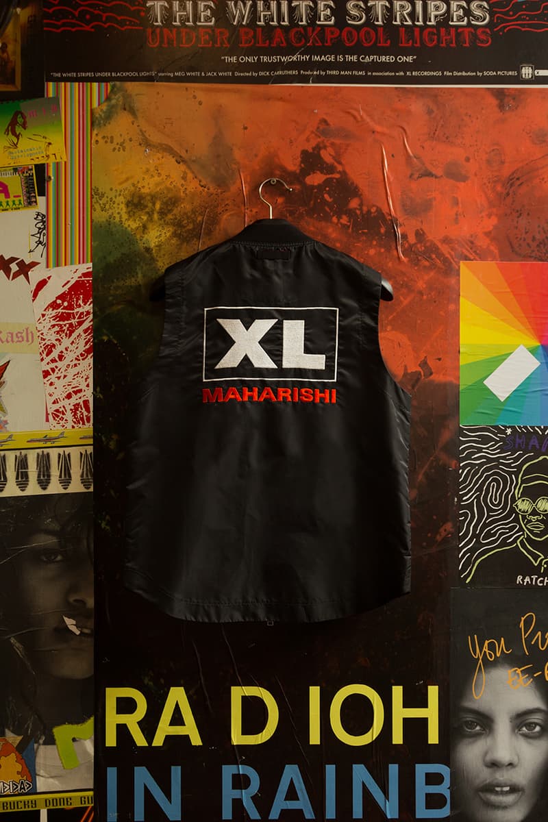 Maharishi XL Recordings Capsule Collection Collaboration Spring Summer 2019 SS19 In-House Studio Shot Lookbook Music References nylon Flight Jacket Utility Vest organic cotton T-Shirt