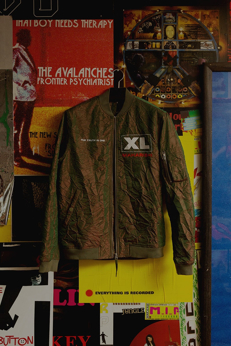 Maharishi XL Recordings Capsule Collection Collaboration Spring Summer 2019 SS19 In-House Studio Shot Lookbook Music References nylon Flight Jacket Utility Vest organic cotton T-Shirt