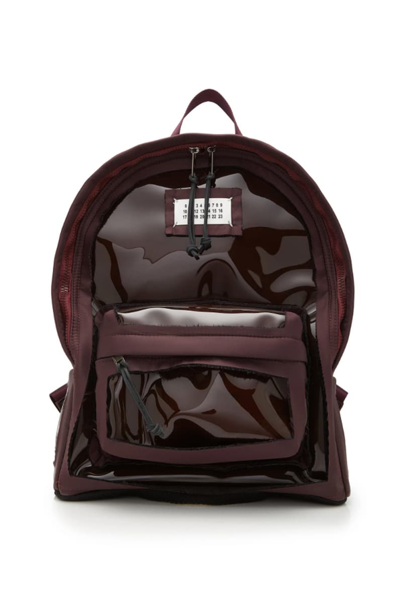 maison margiela canvas trimmed pvc backpack burgundy color bookbag spring summer 2019 release