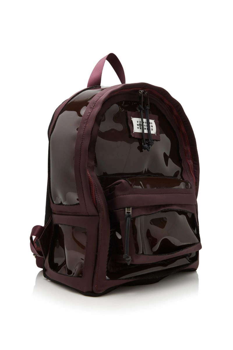 maison margiela canvas trimmed pvc backpack burgundy color bookbag spring summer 2019 release