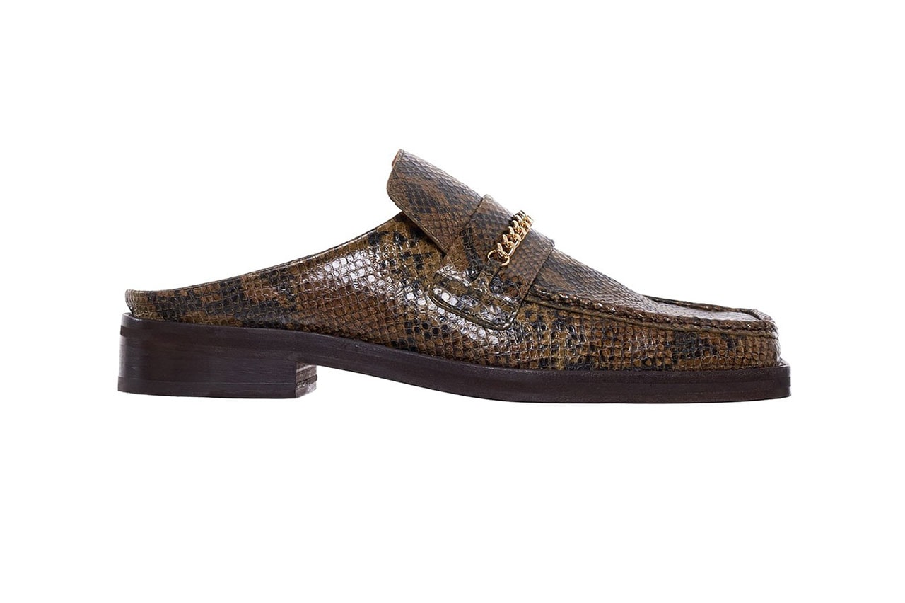 Martine Rose Drops Elevated Slip-On Loafers Python Leather Black Leather Square Toe Fashion Streetwear Shoes Footwear Luxury ss19 spring summer 2019