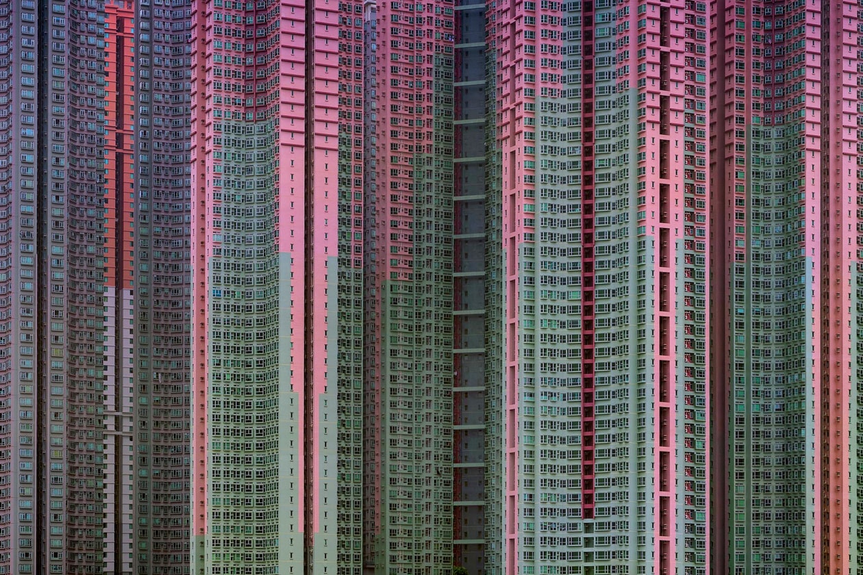 Michael Wolf Hong Kong Architecture Exhibition Buildings Multi color pink walls obituary death