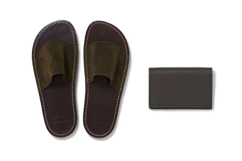 'Monocle' x Hender Scheme Exclusive Collaboration Items leather slippers card case atelier tanned may 3 2019 release date drop info buy olive green color